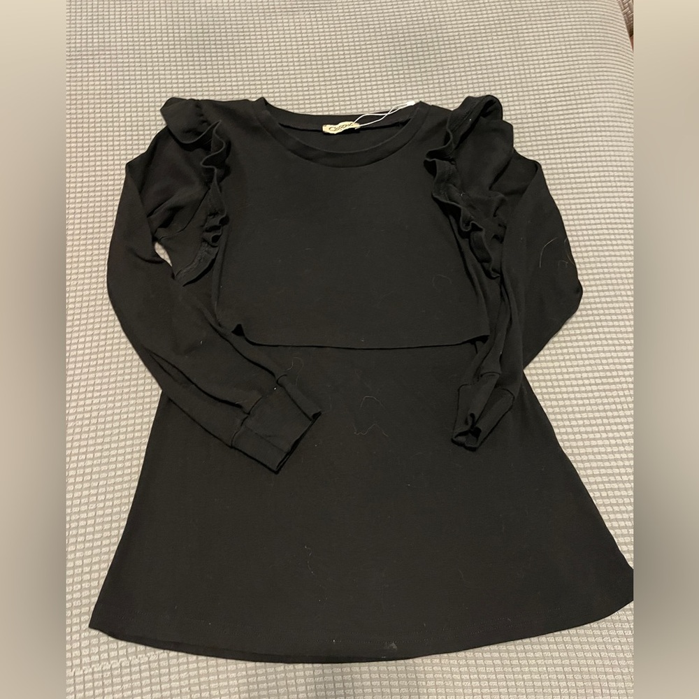 Black Long Sleeve Dress with Ruffle Details maternity size
Small